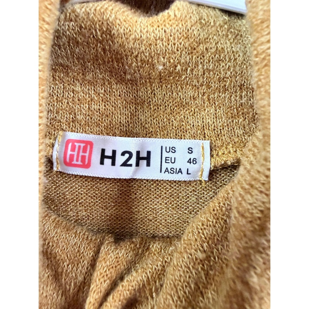 H2H Turtleneck Sweater Mens Small Mustard Yellow Slim Fit Marl Knit Pullover‎